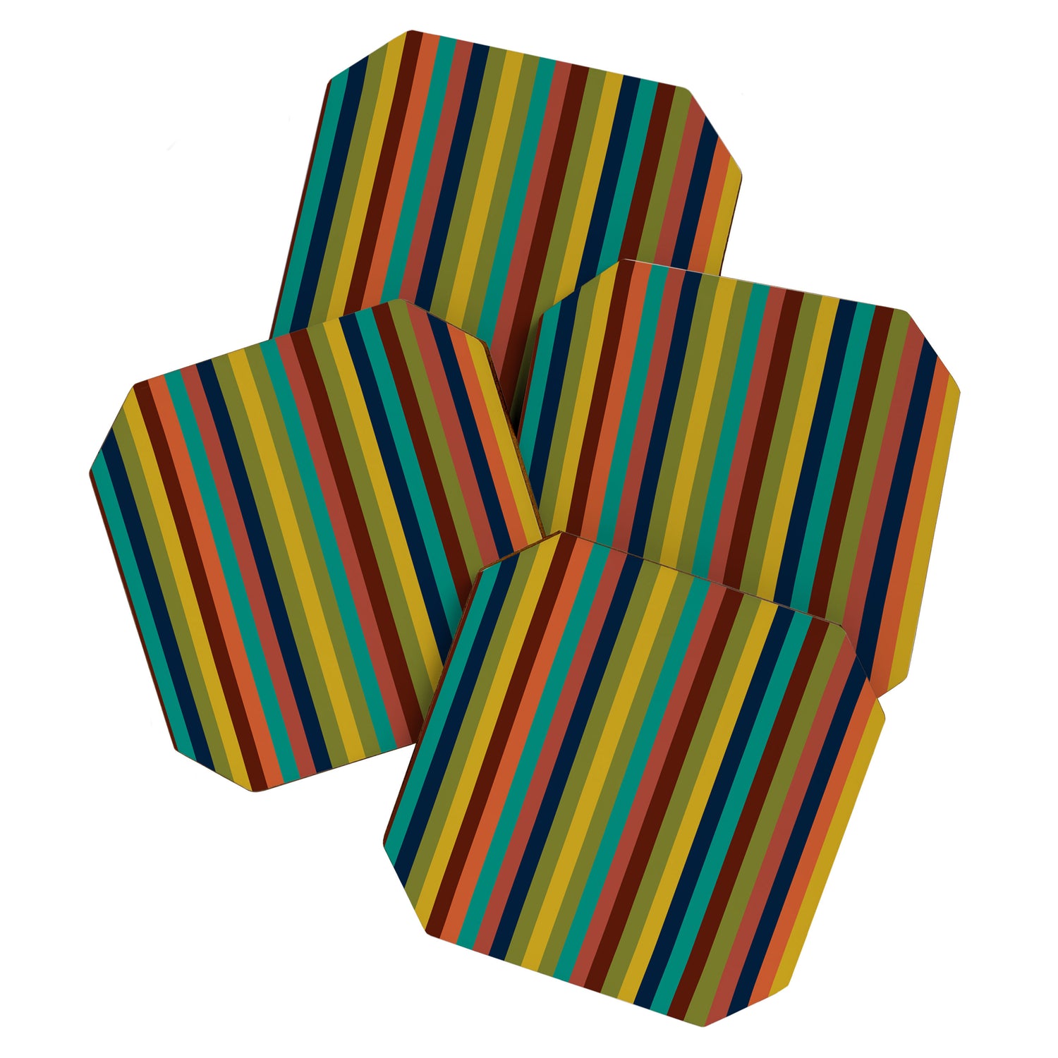 Joseph Stripes II Vertical Midcentury Modern Stripe Pattern in Mid Mod Colors Coaster Gallery Image 1