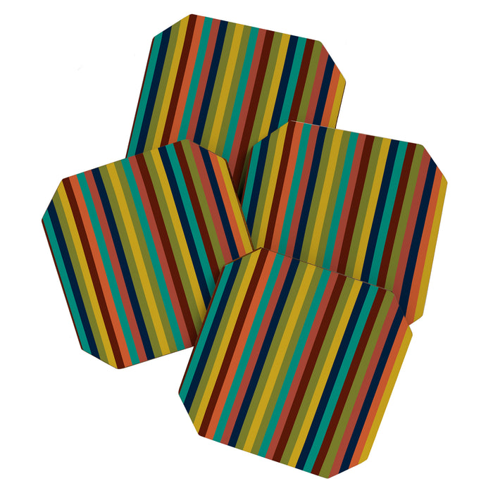 Joseph Stripes II Vertical Midcentury Modern Stripe Pattern in Mid Mod Colors Coaster Gallery Image 1