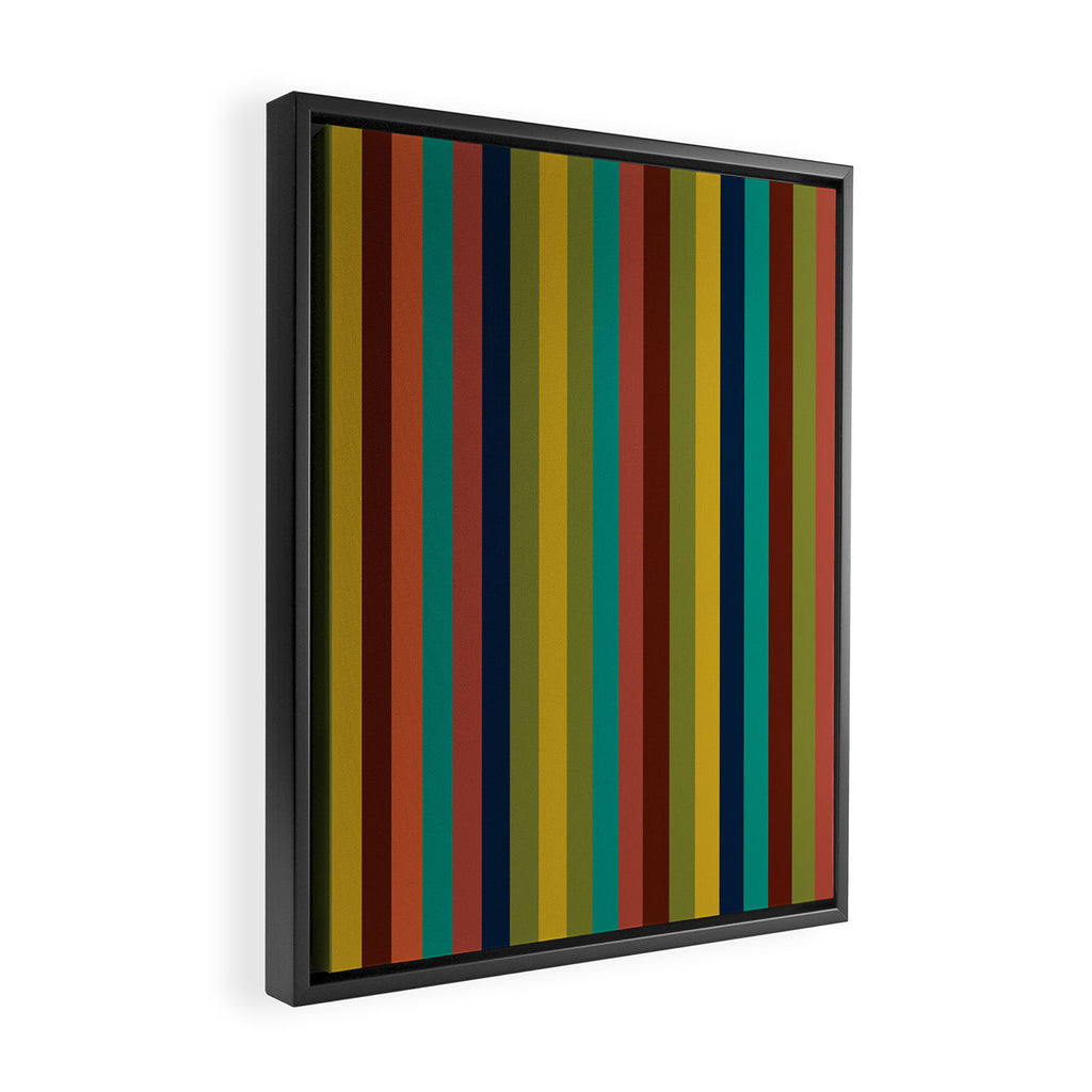Joseph Stripes II Vertical Midcentury Modern Stripe Pattern in Mid Mod Colors Framed Canvas Print Gallery Image 2