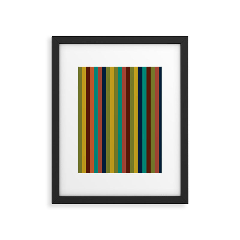 Joseph Stripes II Vertical Midcentury Modern Stripe Pattern in Mid Mod Colors Framed Art Print Gallery Image 6