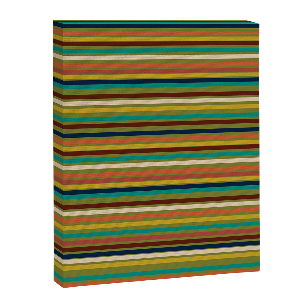 Joseph Stripes - Mid Century Modern Pattern in Mid Mod Mustard, Teal, Navy, Orange, Maroon, Beige, and Olive Canvas Print Gallery Image 8