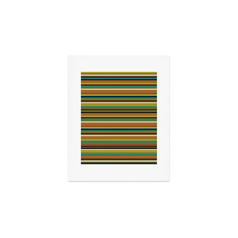 Joseph Stripes - Mid Century Modern Pattern in Mid Mod Mustard, Teal, Navy, Orange, Maroon, Beige, and Olive Art Print Gallery Image 1