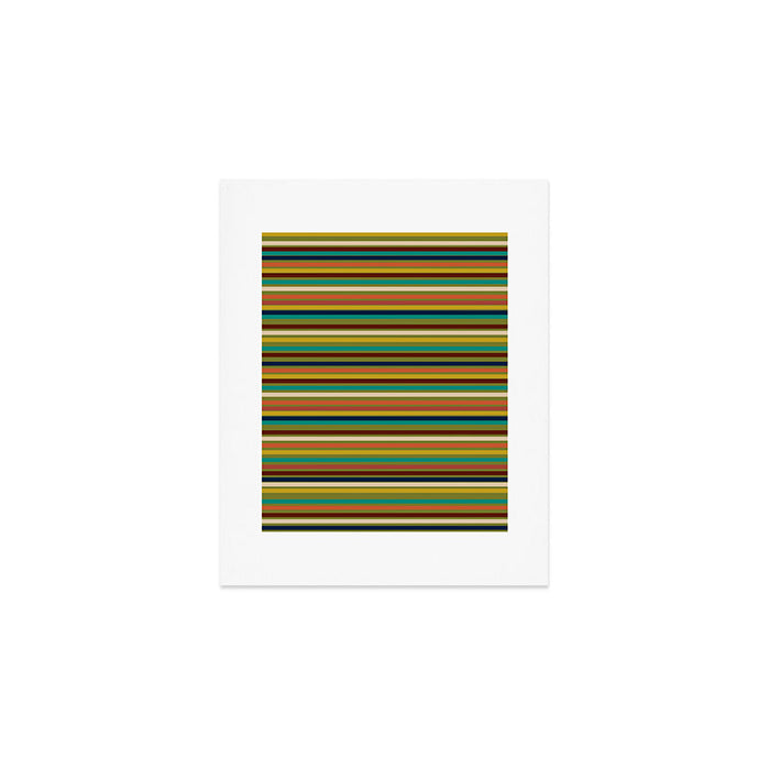 Joseph Stripes - Mid Century Modern Pattern in Mid Mod Mustard, Teal, Navy, Orange, Maroon, Beige, and Olive Art Print Gallery Image 1