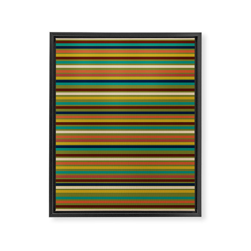 Joseph Stripes - Mid Century Modern Pattern in Mid Mod Mustard, Teal, Navy, Orange, Maroon, Beige, and Olive Framed Canvas Print Gallery Image 8