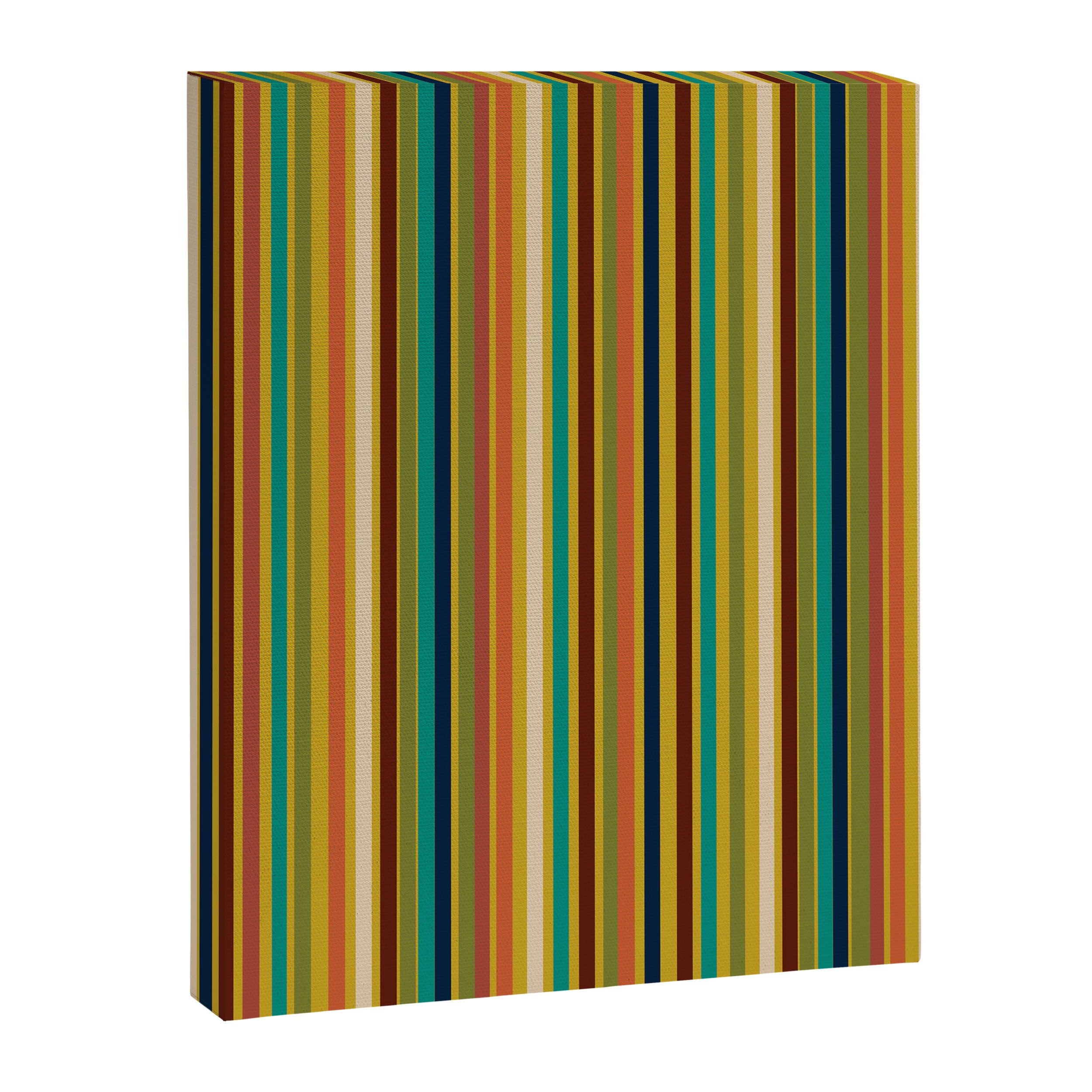 Joseph Stripes Vertical - Mid Century Mod Stripe Pattern in Teal, Olive, Maroon, Navy, Orange, and Mustard Canvas Print Gallery Image 8