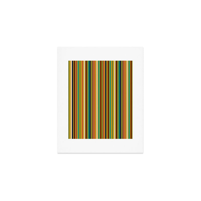 Joseph Stripes Vertical - Mid Century Mod Stripe Pattern in Teal, Olive, Maroon, Navy, Orange, and Mustard Art Print Gallery Image 1