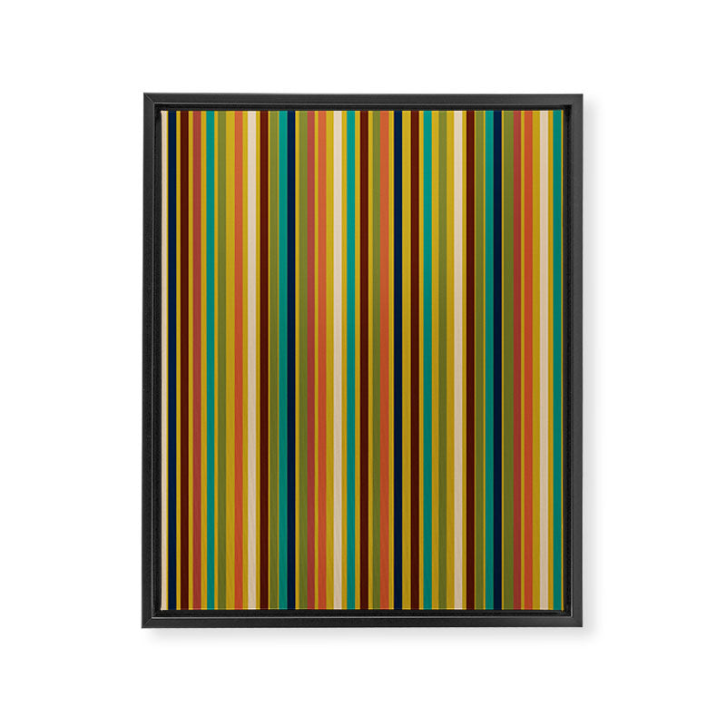 Joseph Stripes Vertical - Mid Century Mod Stripe Pattern in Teal, Olive, Maroon, Navy, Orange, and Mustard Framed Canvas Print Gallery Image 8