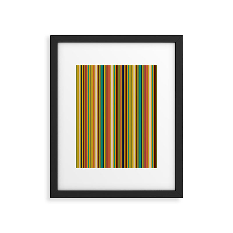Joseph Stripes Vertical - Mid Century Mod Stripe Pattern in Teal, Olive, Maroon, Navy, Orange, and Mustard Framed Art Print Gallery Image 6