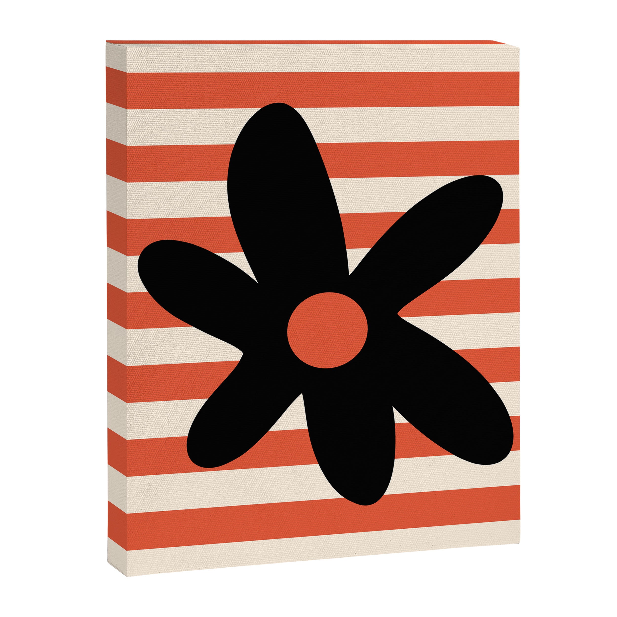 Joyful Flower and Stripes Floral Black Orange Cream Canvas Print Gallery Image 8