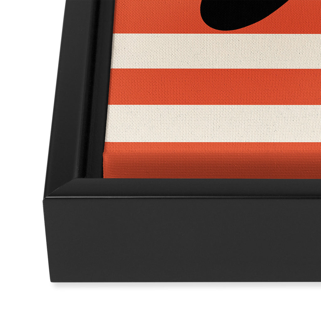 Joyful Flower and Stripes Floral Black Orange Cream Framed Canvas Print Gallery Image 3