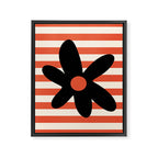 Joyful Flower and Stripes Floral Black Orange Cream Framed Canvas Print Gallery Image 8