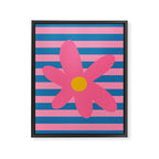 Joyful Flower and Stripes Floral Pink Blue Yellow Framed Canvas Print Gallery Image 8