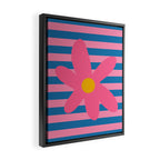 Joyful Flower and Stripes Floral Pink Blue Yellow Framed Canvas Print Gallery Image 2
