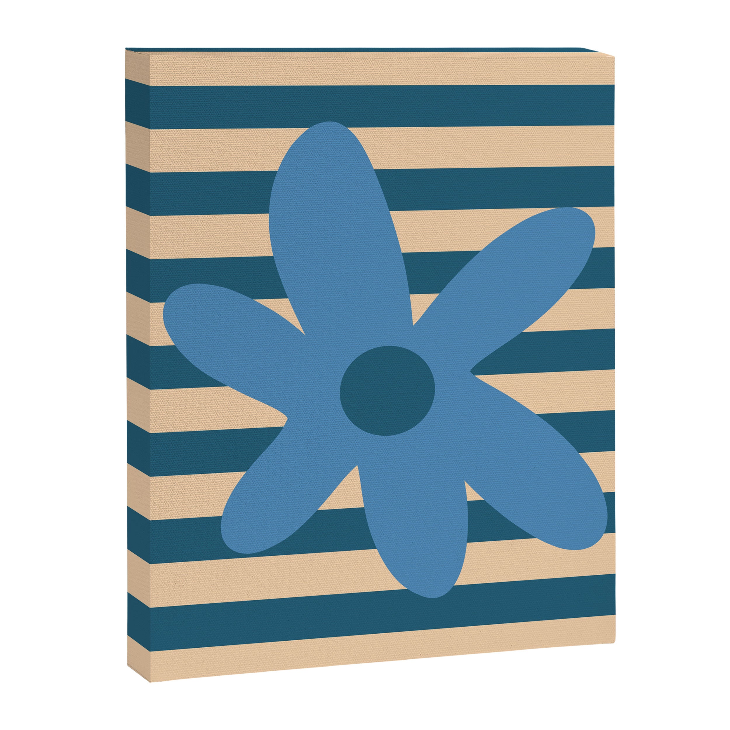 Joyful Flower and Stripes Pop Floral in Blue Canvas Print Gallery Image 8