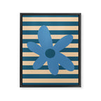 Joyful Flower and Stripes Pop Floral in Blue Framed Canvas Print Gallery Image 8
