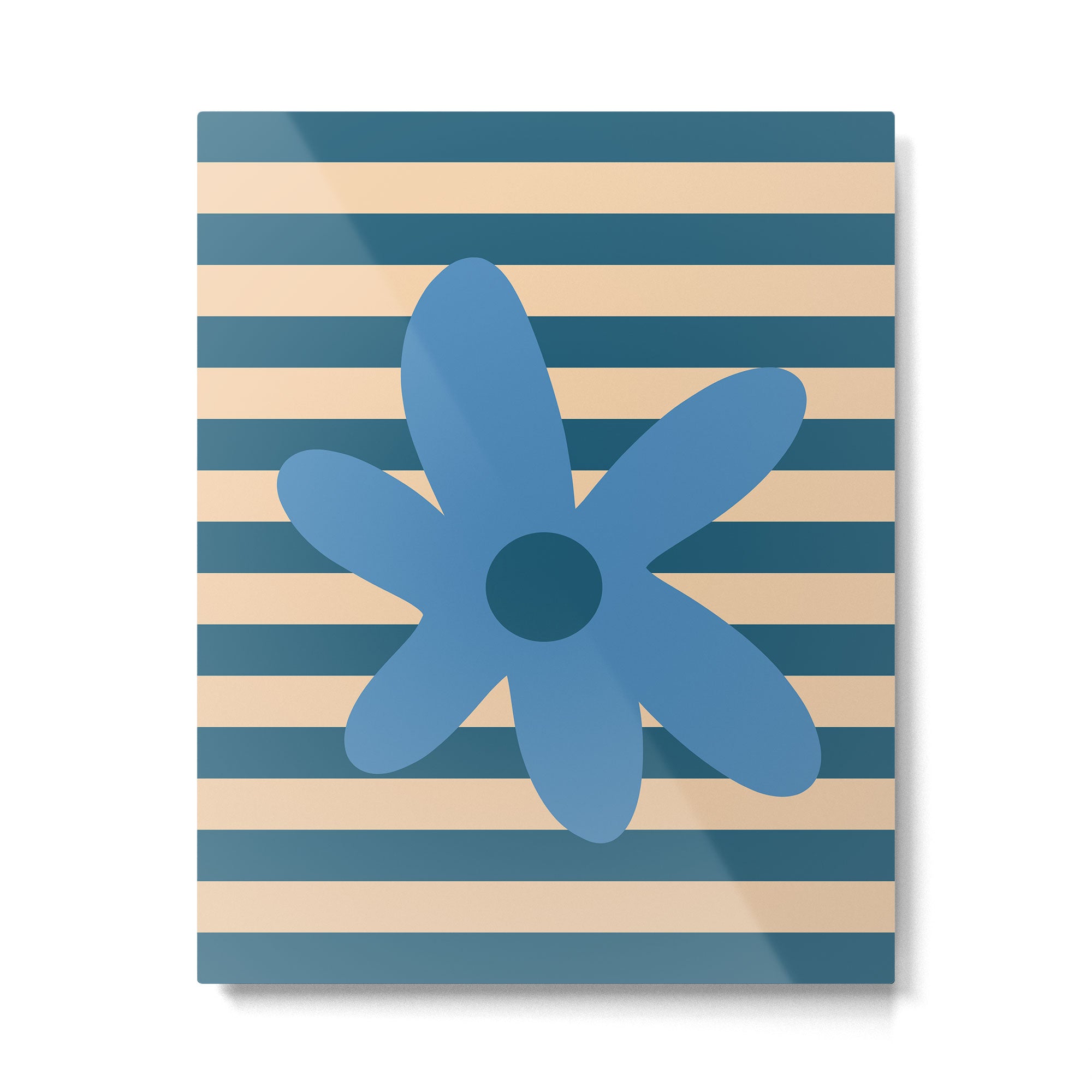 Joyful Flower and Stripes Pop Floral in Blue Metal Print Gallery Image 6