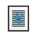 Joyful Flower and Stripes Pop Floral in Blue Framed Art Print Gallery Image 6