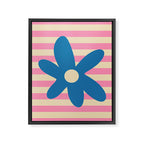 Joyful Flower and Stripes Pop Floral Pink and Blue Framed Canvas Print Gallery Image 8