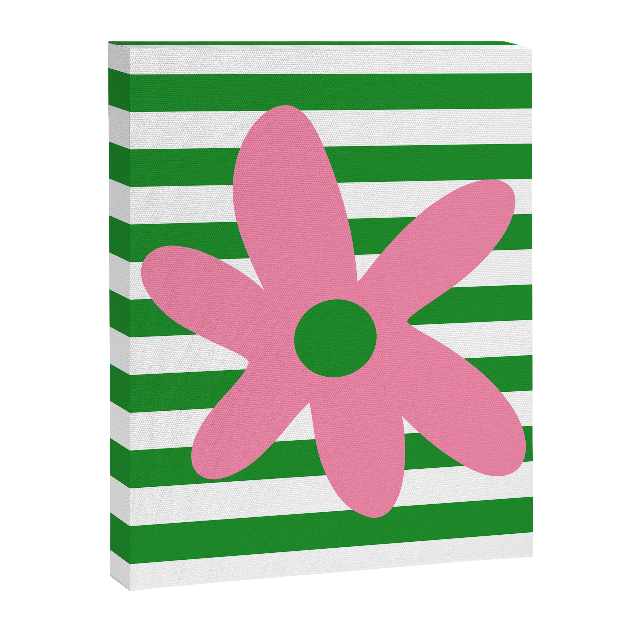 Joyful Flower and Stripes Pop Floral Pink Green White Canvas Print Gallery Image 8