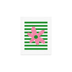 Joyful Flower and Stripes Pop Floral Pink Green White Art Print Gallery Image 1