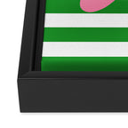 Joyful Flower and Stripes Pop Floral Pink Green White Framed Canvas Print Gallery Image 3