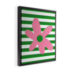 Joyful Flower and Stripes Pop Floral Pink Green White Framed Canvas Print Gallery Image 2