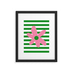 Joyful Flower and Stripes Pop Floral Pink Green White Framed Art Print Gallery Image 6