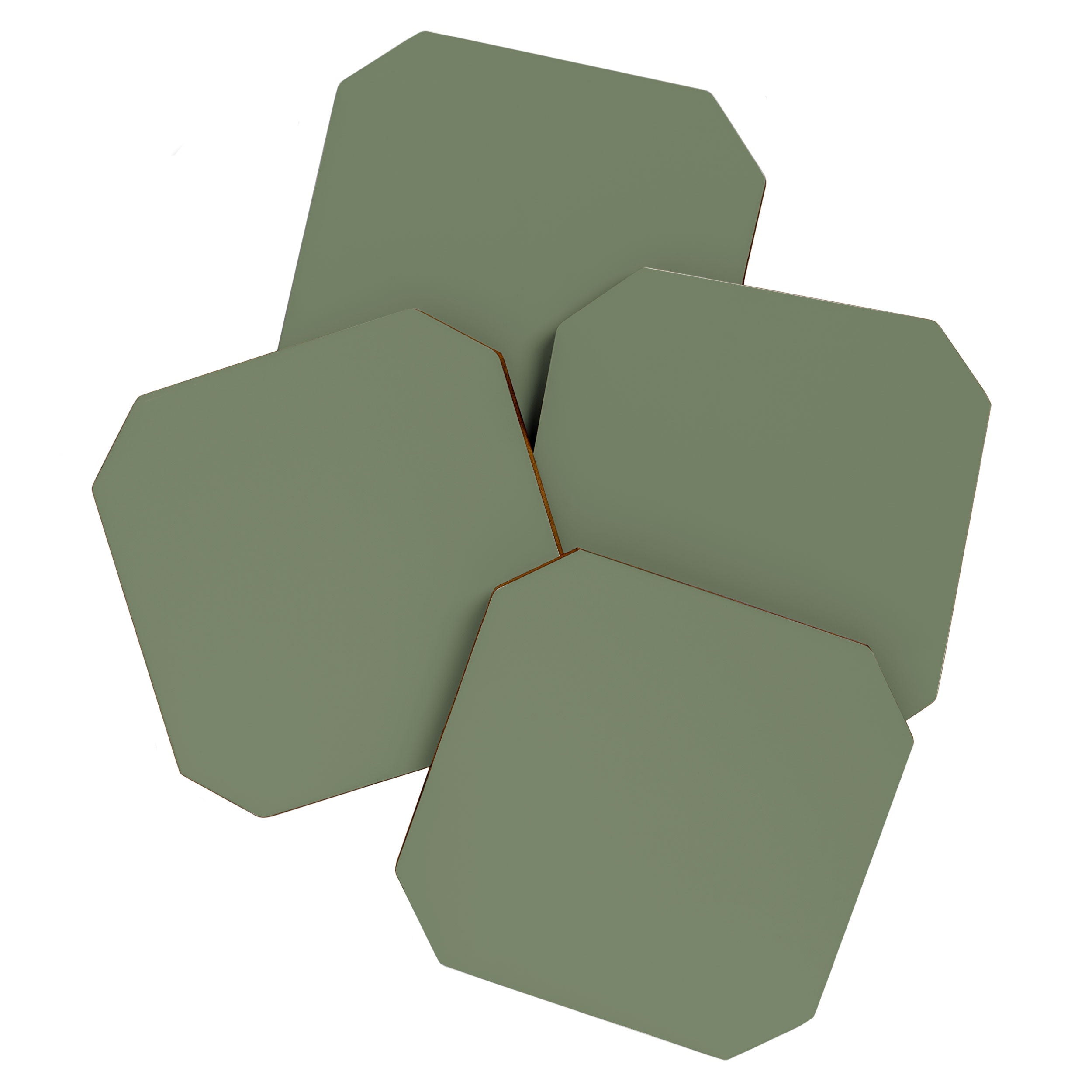 Khaki Green Solid Color Coaster Gallery Image 1