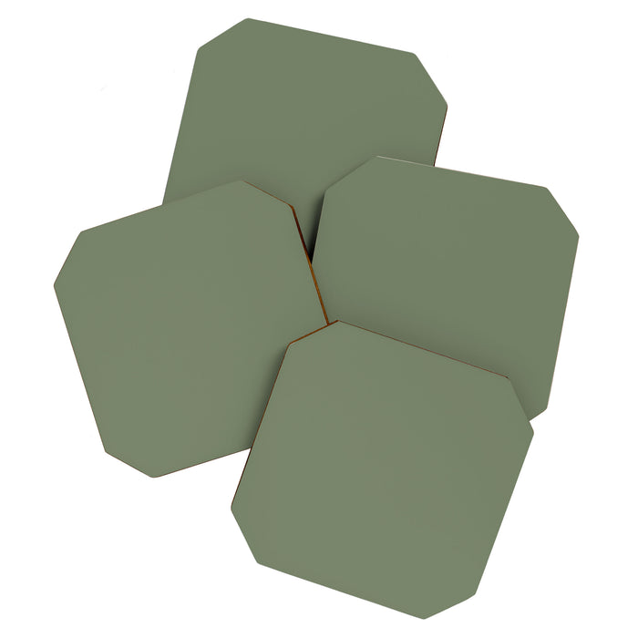 Khaki Green Solid Color Coaster Gallery Image 1