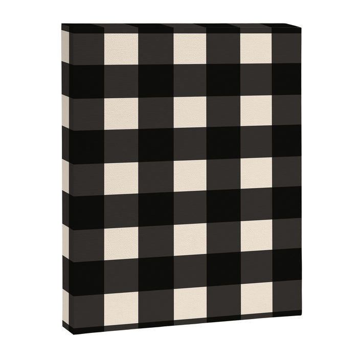 Large Gingham Check Pattern in Black and Almond Cream Canvas Print Gallery Image 1