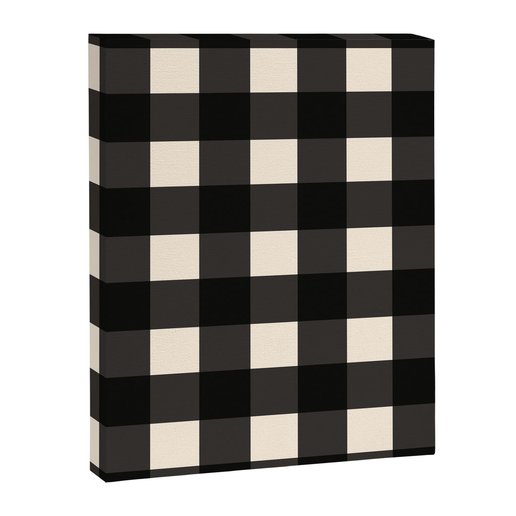 Large Gingham Check Pattern in Black and Almond Cream Canvas Print Gallery Image 8
