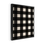 Large Gingham Check Pattern in Black and Almond Cream Framed Canvas Print Gallery Image 2