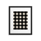 Large Gingham Check Pattern in Black and Almond Cream Framed Art Print Gallery Image 6