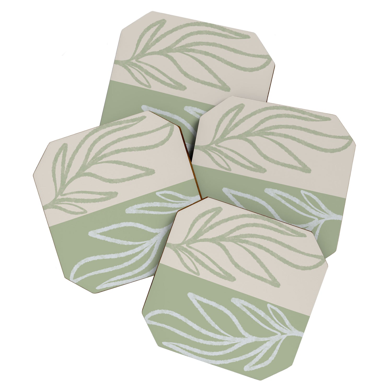 Laurel Leaves in Balance - Sage Green  Coaster Gallery Image 1