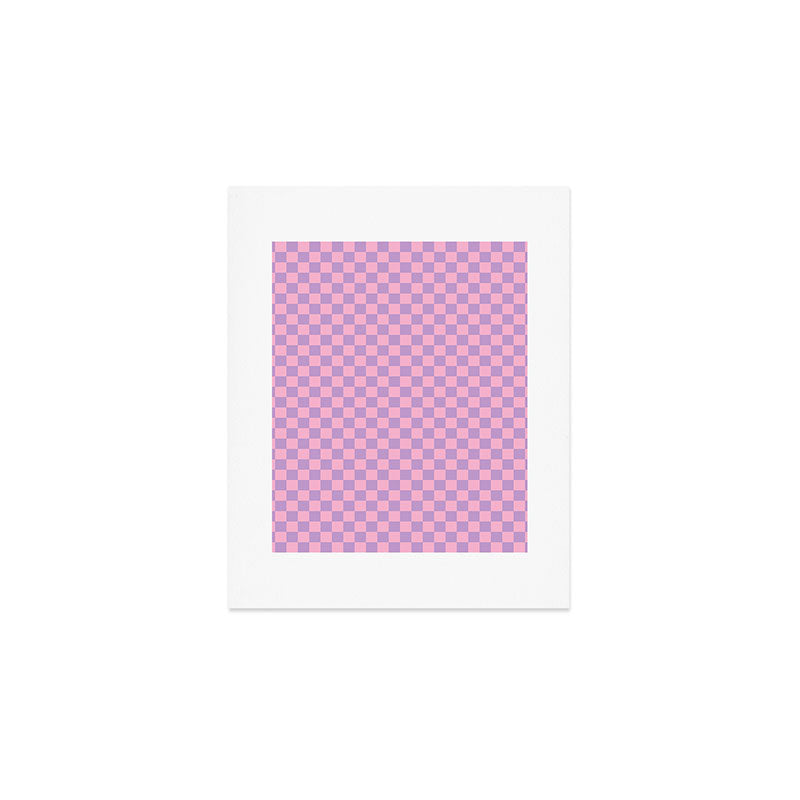 Lavender and Pink Checkered Checked Mini Checkerboard Pattern Art Print Gallery Image 1