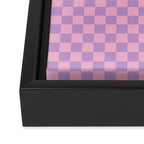 Lavender and Pink Checkered Checked Mini Checkerboard Pattern Framed Canvas Print Gallery Image 3