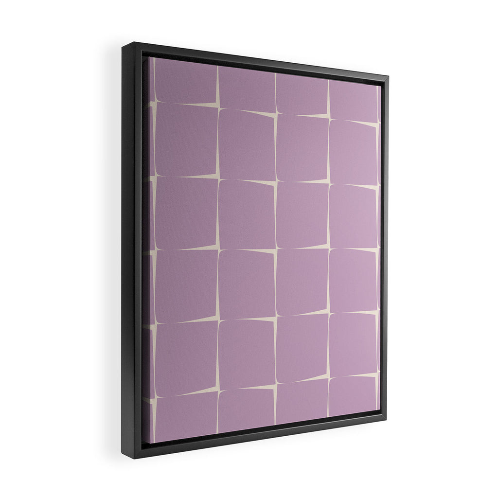 Lavender Flux Check Grid Pattern Framed Canvas Print Gallery Image 2