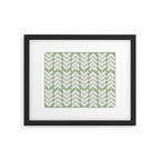 Leaves and Stems Chunky Knit Botanical Pattern in Pale Gray and Sage Green Framed Art Print Gallery Image 5