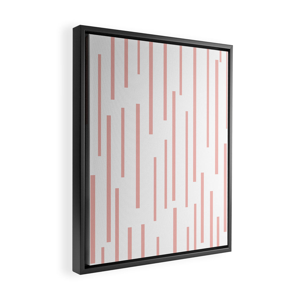 Leitungen Minimalist Pink and White Interrupted Line Pattern Framed Canvas Print Gallery Image 2