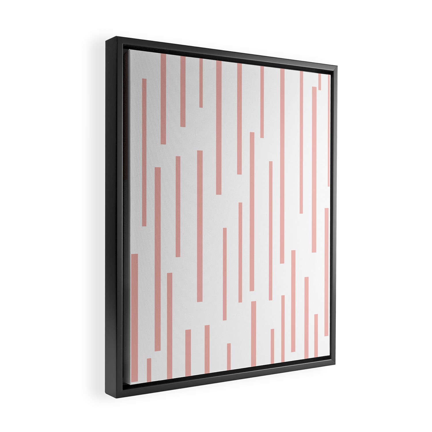 Leitungen Minimalist Pink and White Interrupted Line Pattern Framed Canvas Print Gallery Image 2