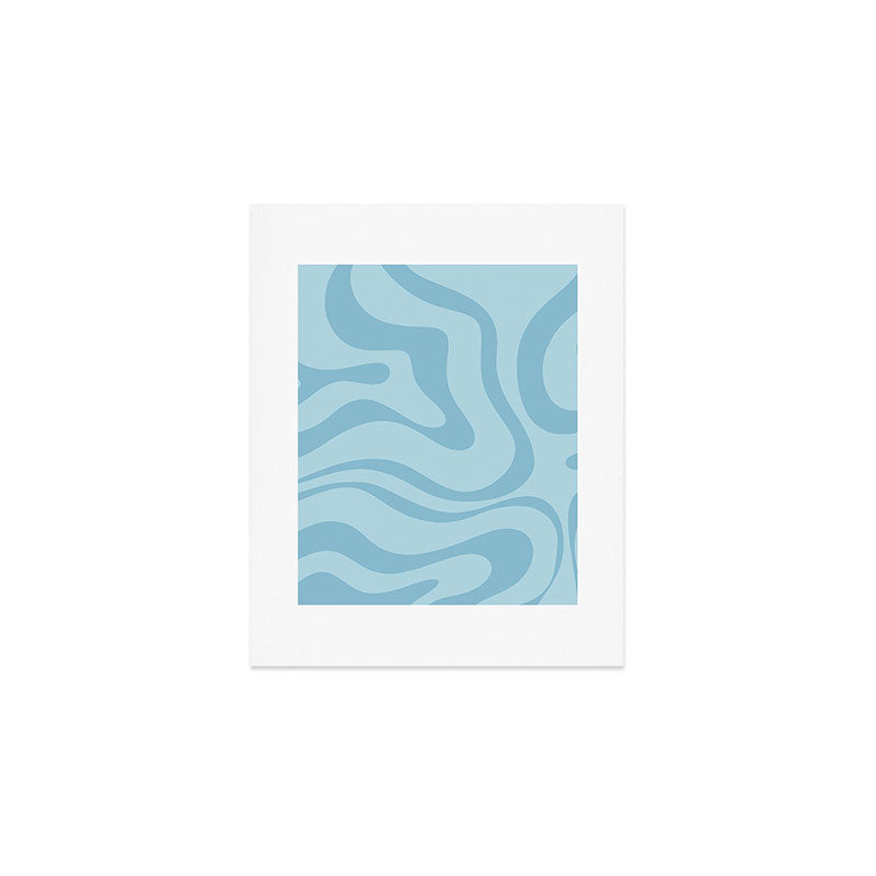 Light Aqua Blue Liquid Swirl Abstract Pattern Square Art Print Gallery Image 1