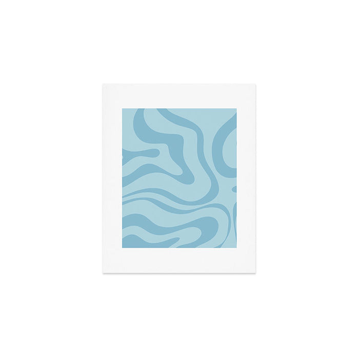 Light Aqua Blue Liquid Swirl Abstract Pattern Square Art Print Gallery Image 1