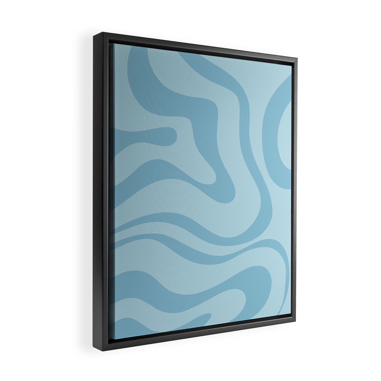 Light Aqua Blue Liquid Swirl Abstract Pattern Square Framed Canvas Print Gallery Image 2