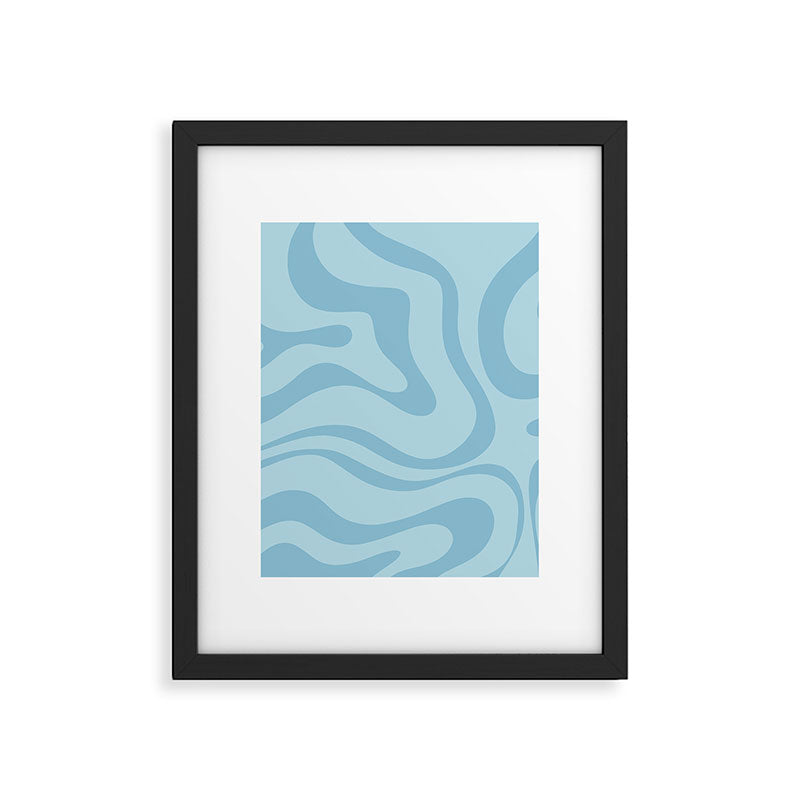Light Aqua Blue Liquid Swirl Abstract Pattern Square Framed Art Print Gallery Image 6