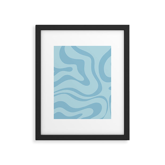 Light Aqua Blue Liquid Swirl Abstract Pattern Square Framed Art Print Gallery Image 1