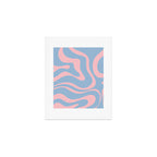 Light Blue and Pink Modern Retro Liquid Swirl Abstract Pattern Art Print Gallery Image 1