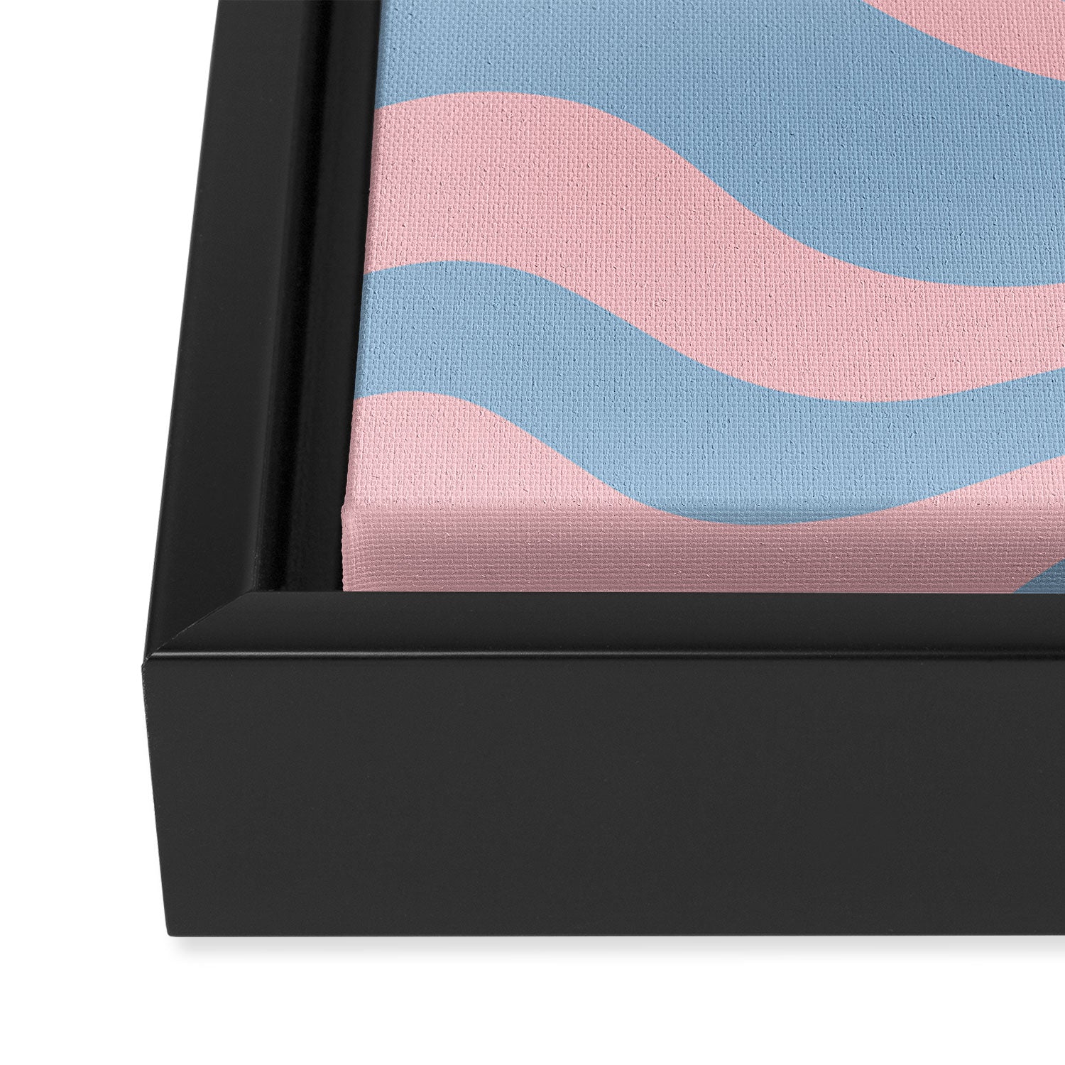 Light Blue and Pink Modern Retro Liquid Swirl Abstract Pattern Framed Canvas Print Gallery Image 3