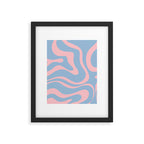 Light Blue and Pink Modern Retro Liquid Swirl Abstract Pattern Framed Art Print Gallery Image 6