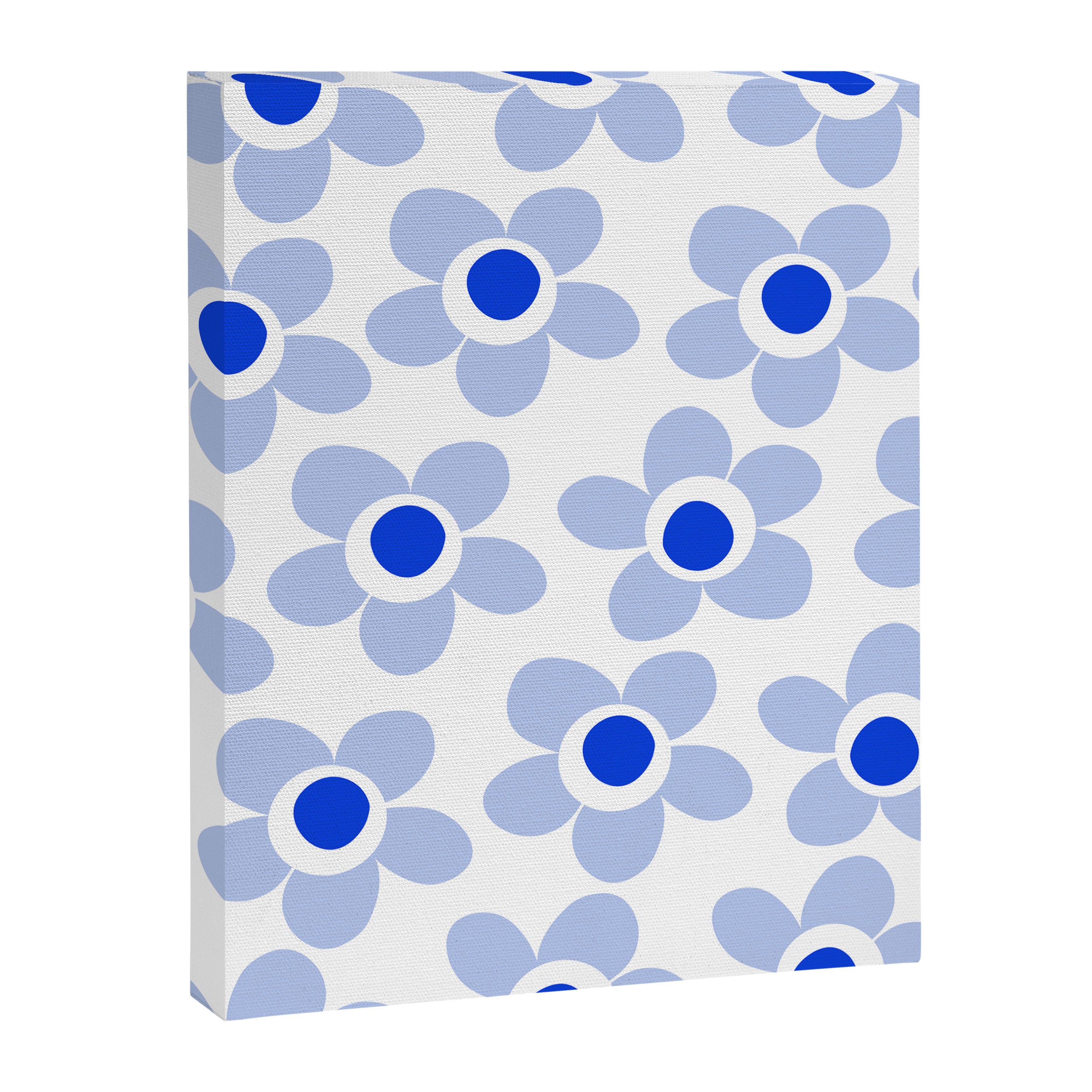 Light Blue Maisie Flowers Cheerful Floral Pattern on White Canvas Print Gallery Image 6