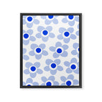 Light Blue Maisie Flowers Cheerful Floral Pattern on White Framed Canvas Print Gallery Image 6